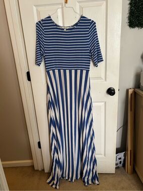 Matilda Jane Blue and White Striped Maxi Dress